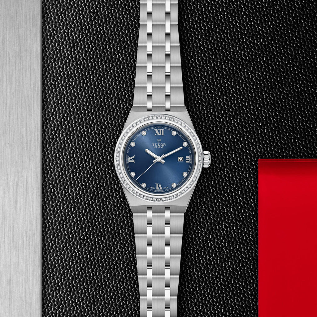 Montre TUDOR Royal boîtier en acier, 28 mm, cadran serti de diamants