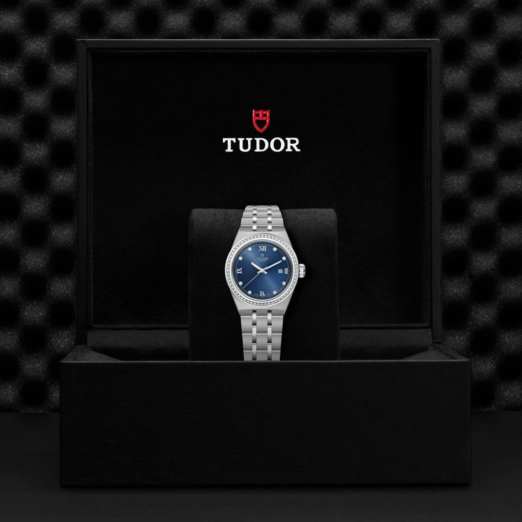 Montre TUDOR Royal boîtier en acier, 28 mm, cadran serti de diamants