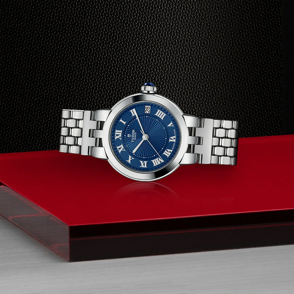 Montre TUDOR Clair de Rose, boîtier en acier, 34 mm, cadran bleu