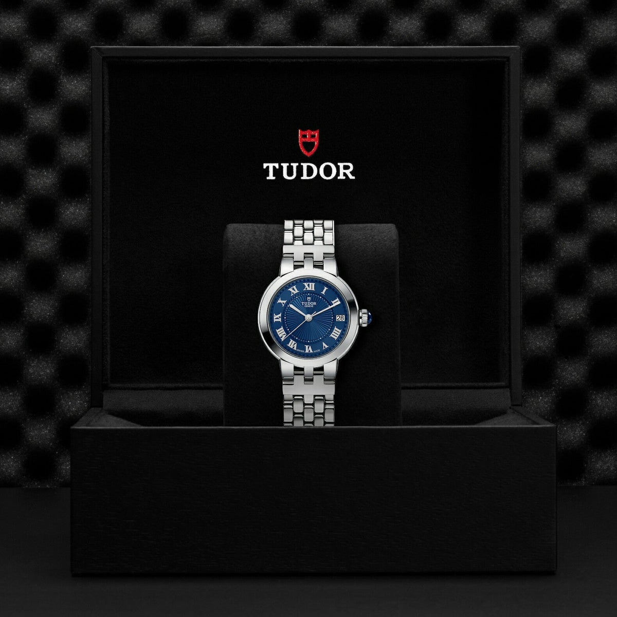 Montre TUDOR Clair de Rose, boîtier en acier, 34 mm, cadran bleu