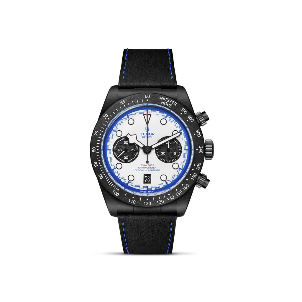 Montre TUDOR Black Bay Chrono, boîtier en carbone noir, 42 mm, cadran « racing white »