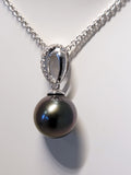 Pendentif en or blanc 18ct avec perle de Tahiti 367-36